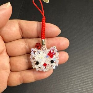 NWT Hello Kitty Beaded Charm Made with Swarovski Crystals Bling Sparkle